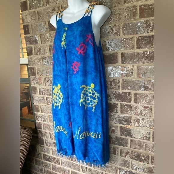 Kisses and hugs dress Size Large Swim Cover Beaded straps Hawaii Turtles - Picture 2 of 10